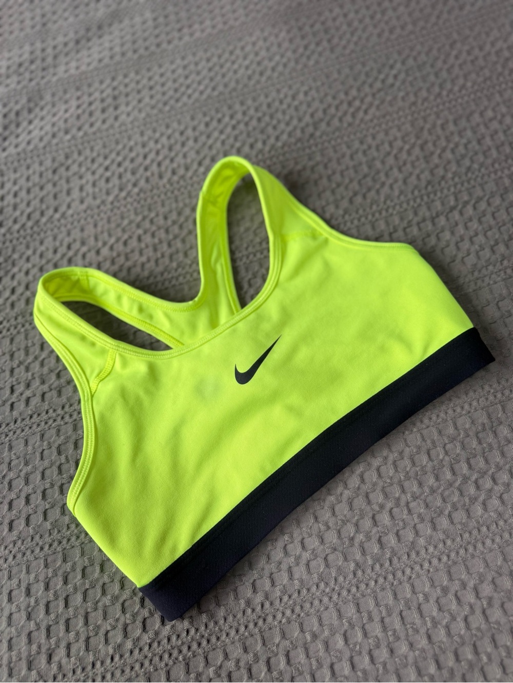 Nike Neon Yellow Racerback Sports Bra with Black Band